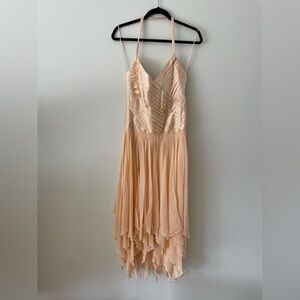 Issue New York Peach Chiffon Asymmetrical Slip Dress